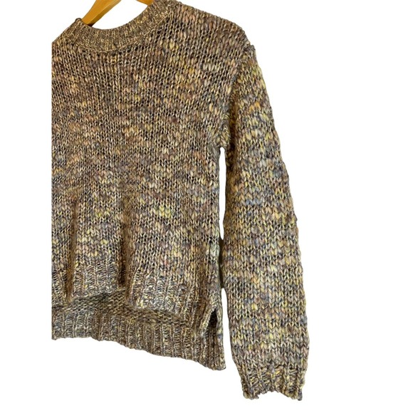 Treasure Bond Women’s Chunky Cropped Alpaca Wool‎ Blend Rainbow Knit Sweater - Picture 2 of 8